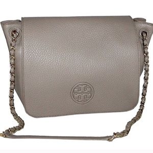 Tory Burch bombe flap shoulder bag french grey